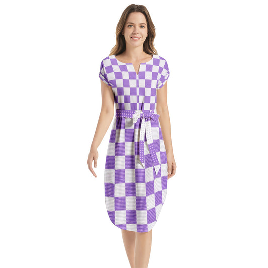 Checkered Belted Dress