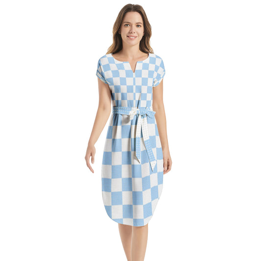 Checkered Belted Dress